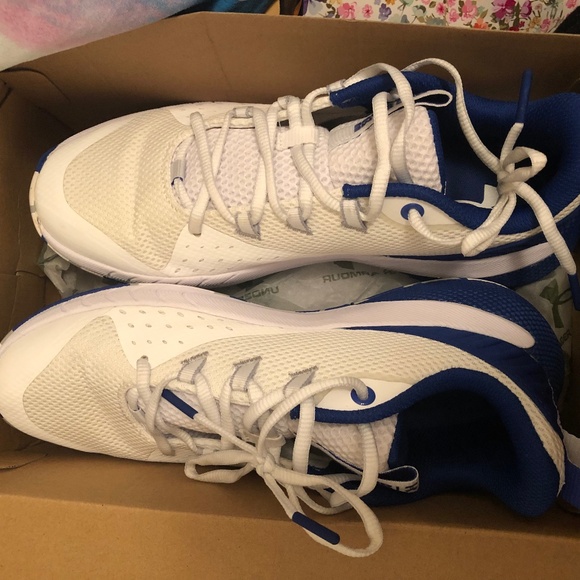 Under Armour HOVR Ascent White/Blue Basketball Shoes 3025680-104 Womens Size 11 - Picture 1 of 8